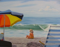 thumbnail image of painting "Beach Scene - Childhood"