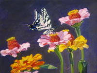 thumbnail image of painting "Swallowtail Butterfly on Flowers"